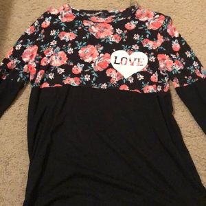 Black Love Floral Print Tee